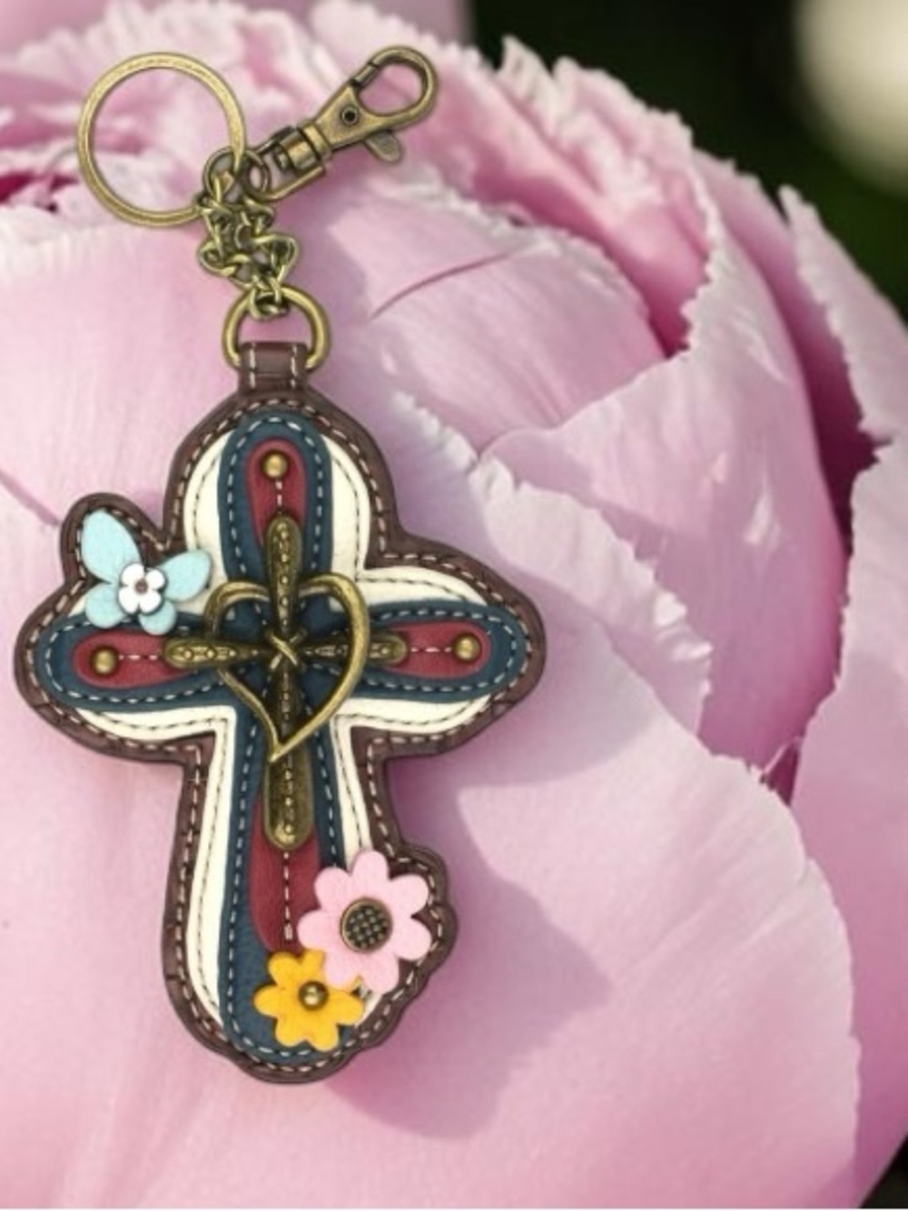CHALA bag charm Cross keychain key fob NWT floral butterfly - Picture 8 of 11